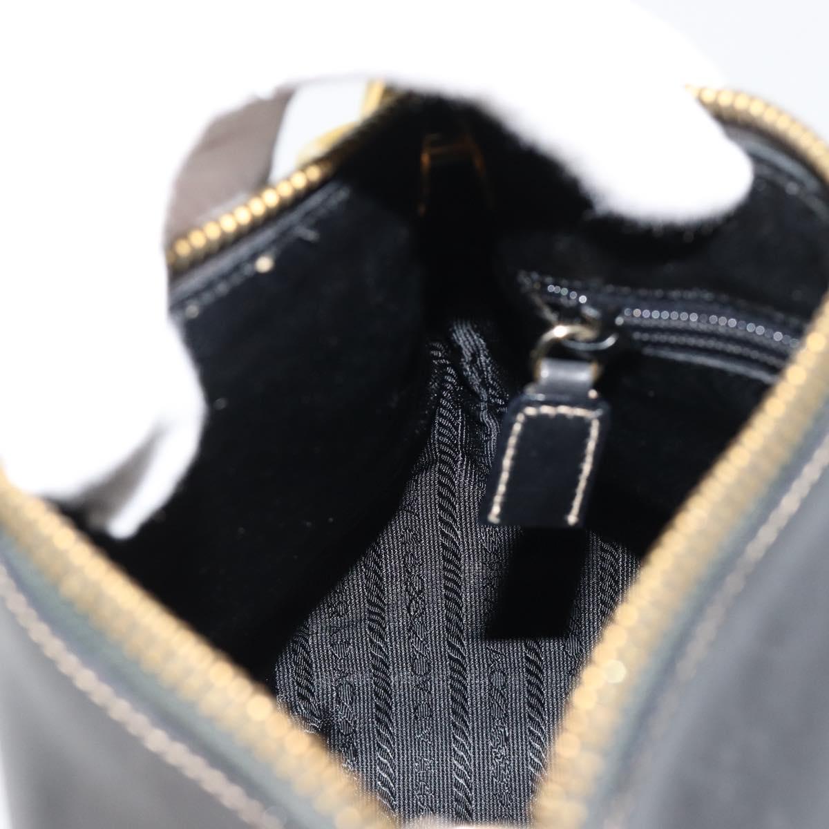 PRADA Chain Shoulder Bag Leather Black Gold Auth yk20455A