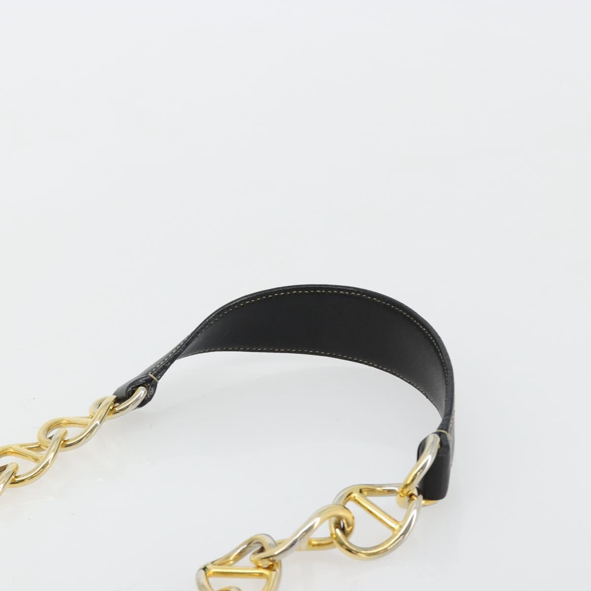PRADA Chain Shoulder Bag Leather Black Gold Auth yk20455A