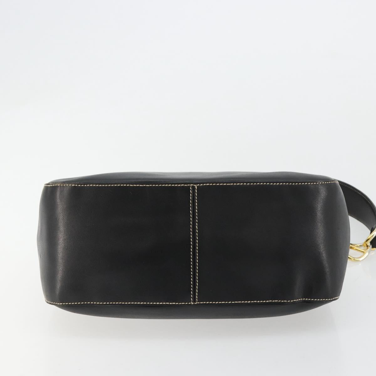 PRADA Chain Shoulder Bag Leather Black Gold Auth yk20455A