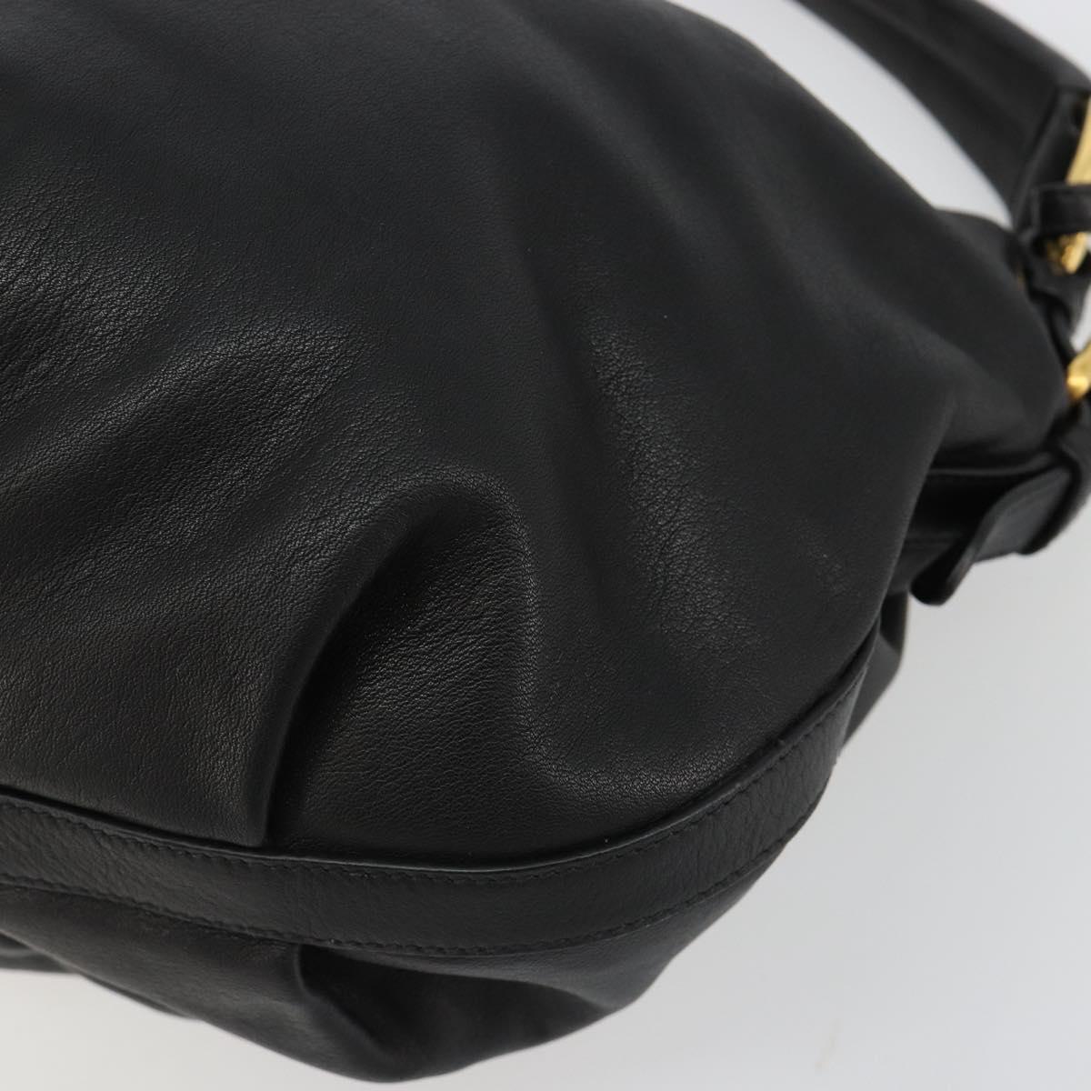 PRADA Shoulder Bag Leather Black Gold Auth yk20456SAM