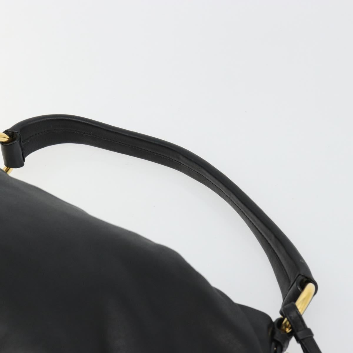 PRADA Shoulder Bag Leather Black Gold Auth yk20456SAM