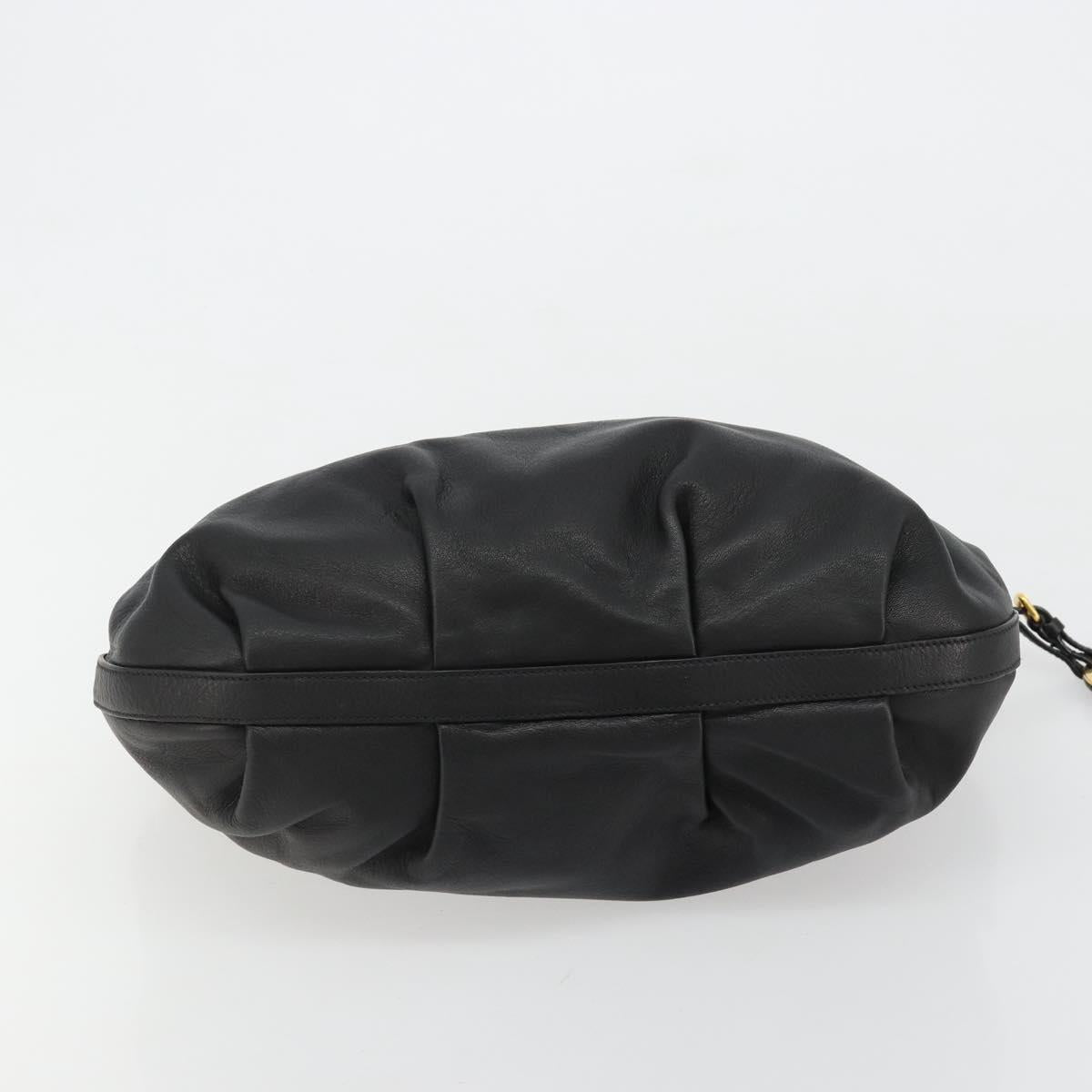 PRADA Shoulder Bag Leather Black Gold Auth yk20456SAM