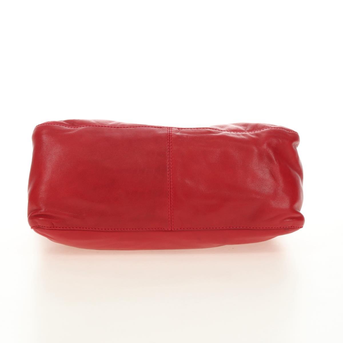FENDI Mamma Baguette Shoulder Bag Leather Red Silver Auth yk20460SAM