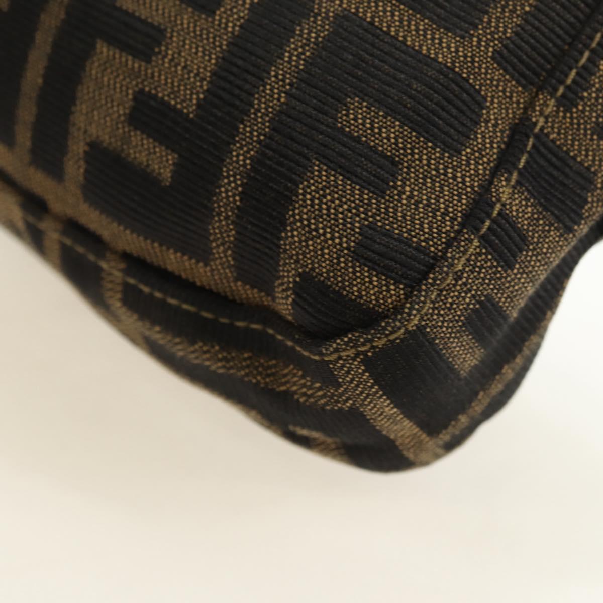 FENDI Zucca Canvas Mamma Baguette Shoulder Bag Black Brown Auth yk20463SM