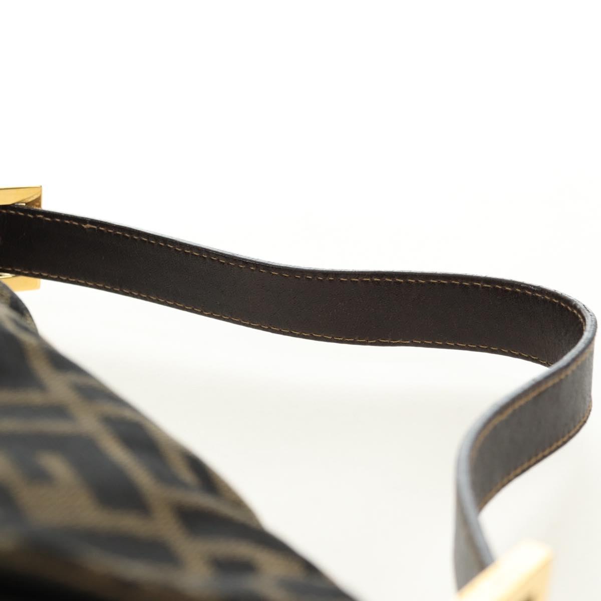 FENDI Zucca Canvas Mamma Baguette Shoulder Bag Black Brown Auth yk20463SM