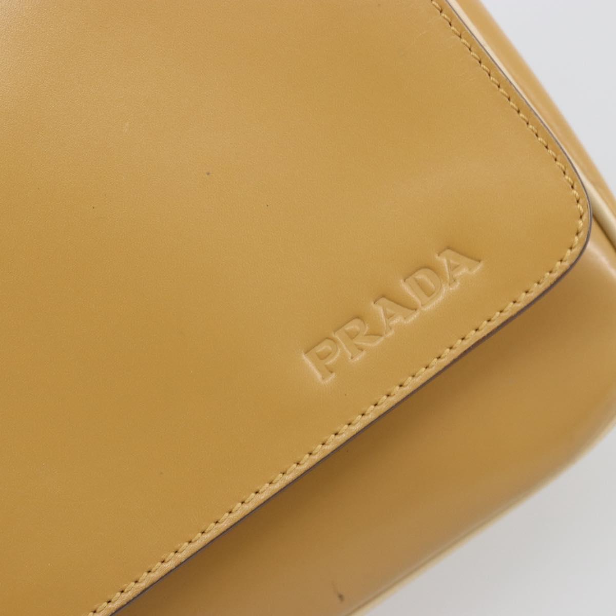 PRADA Shoulder Bag Leather Beige Gold Auth yk20464