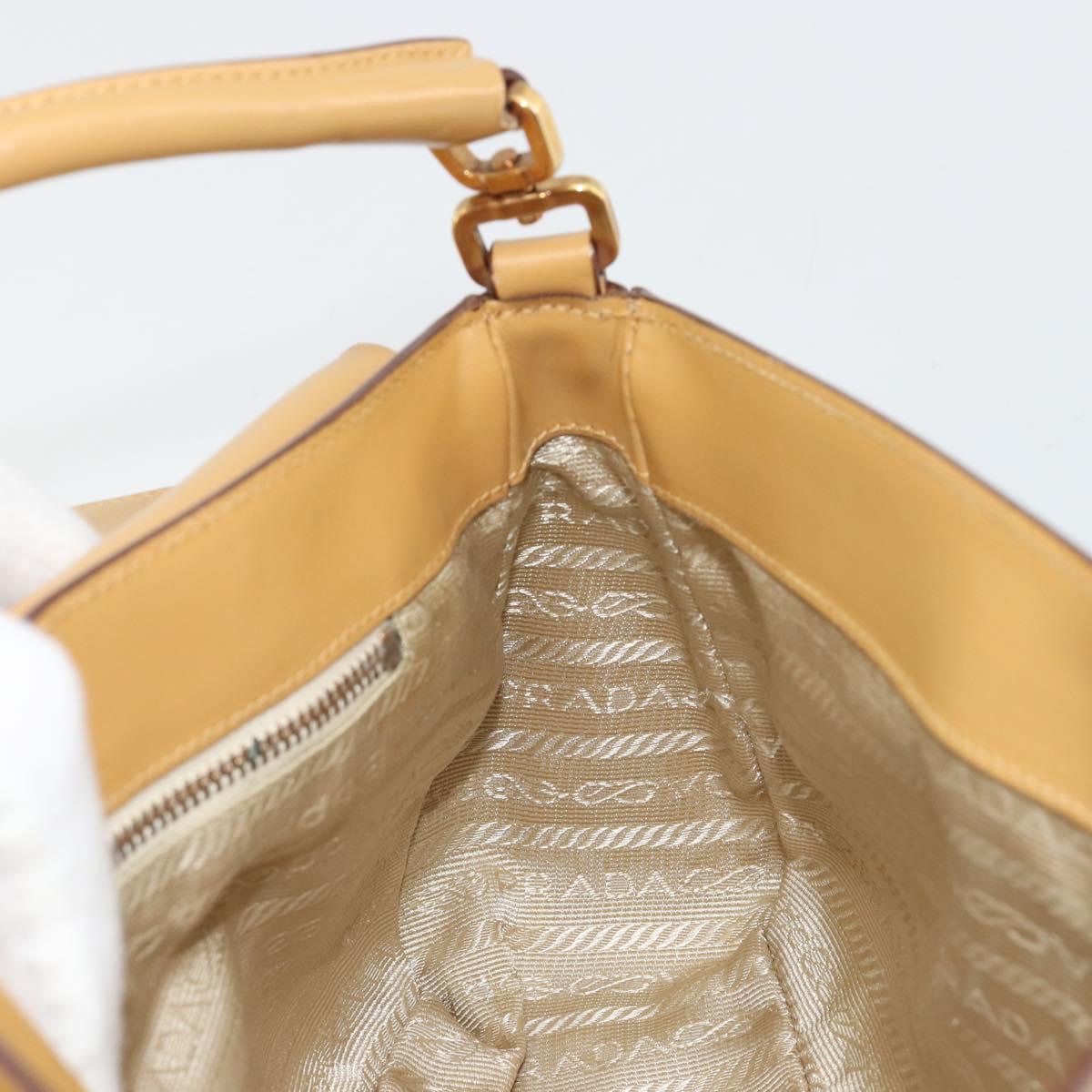 PRADA Shoulder Bag Leather Beige Gold Auth yk20464