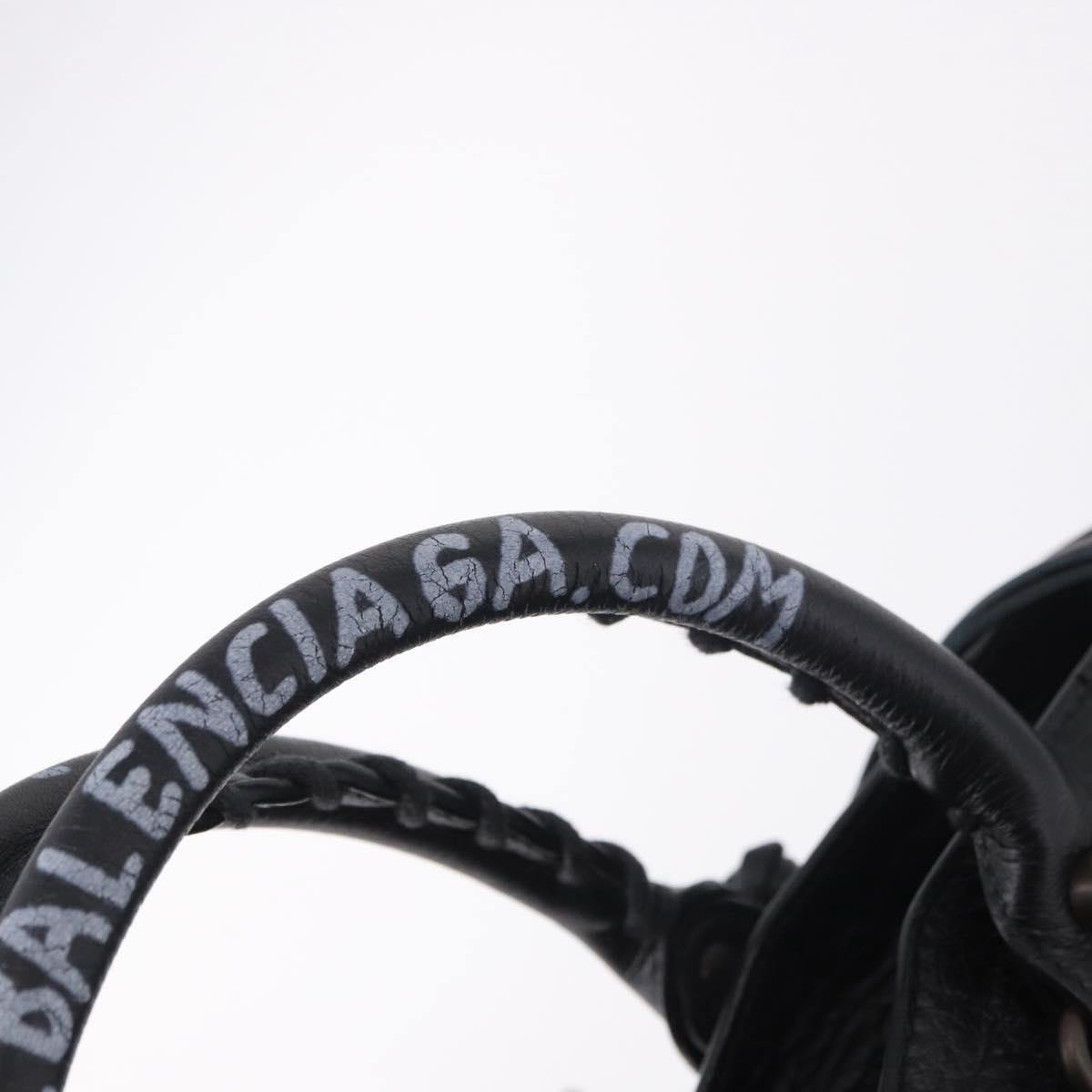BALENCIAGA The City Graffiti Hand Bag Leather 2way Black 115748 Auth yk20465SAM