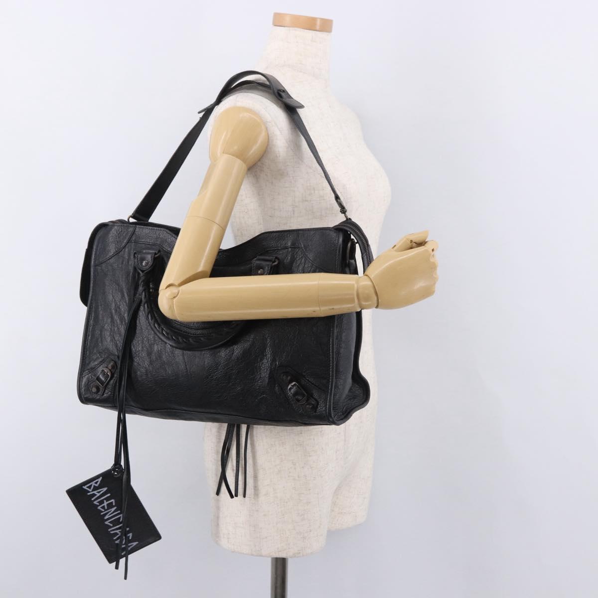 BALENCIAGA The City Graffiti Hand Bag Leather 2way Black 115748 Auth yk20465SAM