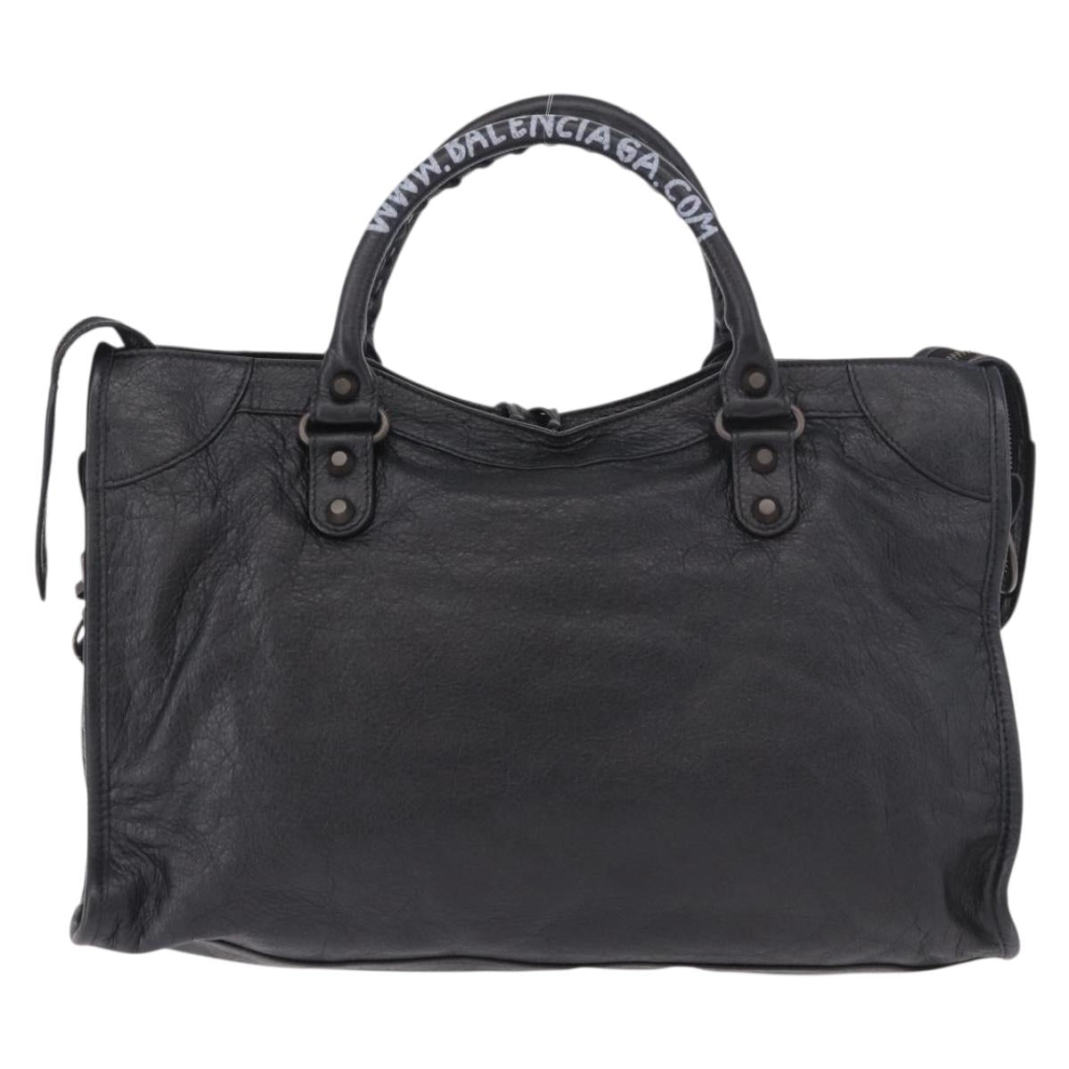 BALENCIAGA The City Graffiti Hand Bag Leather 2way Black 115748 Auth yk20465SAM