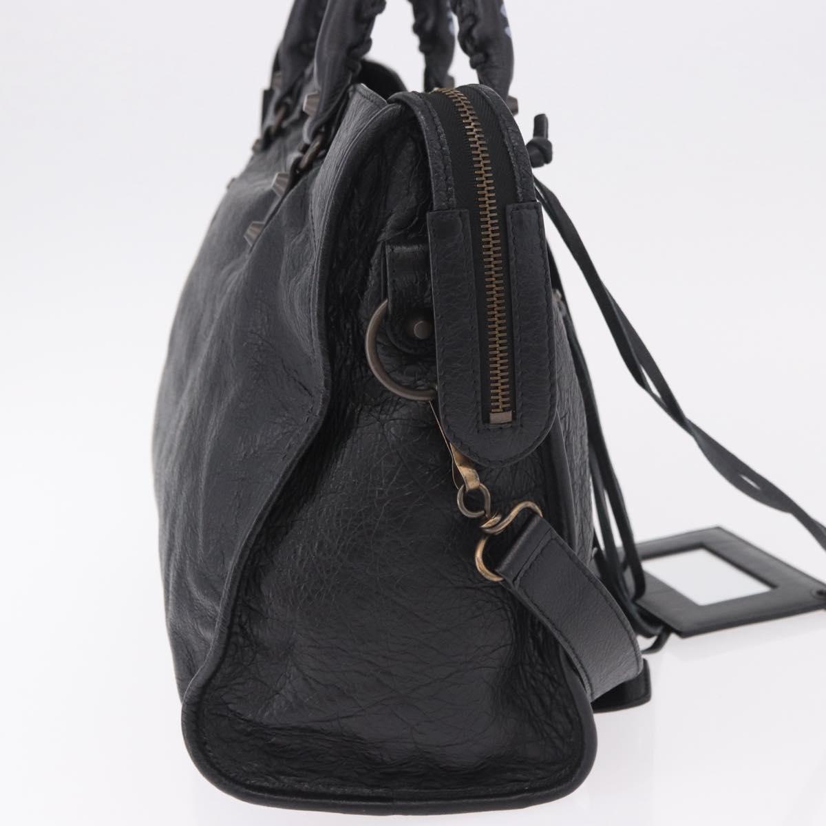 BALENCIAGA The City Graffiti Hand Bag Leather 2way Black 115748 Auth yk20465SAM