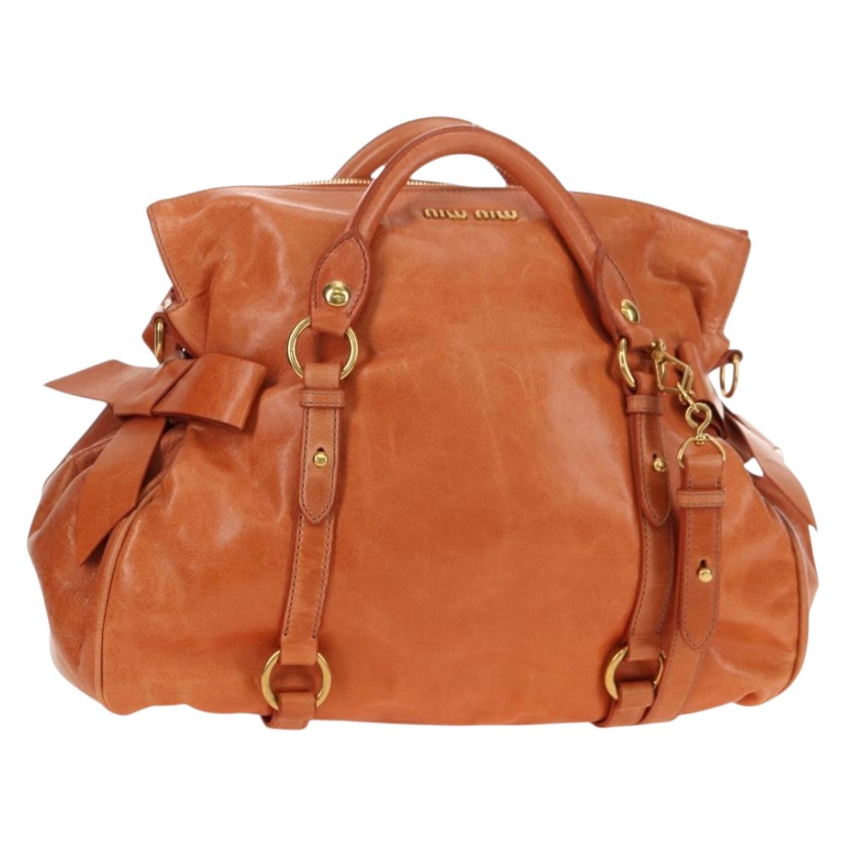 Miu Miu Hand Bag Leather 2way Orange Gold Auth yk20466SAM