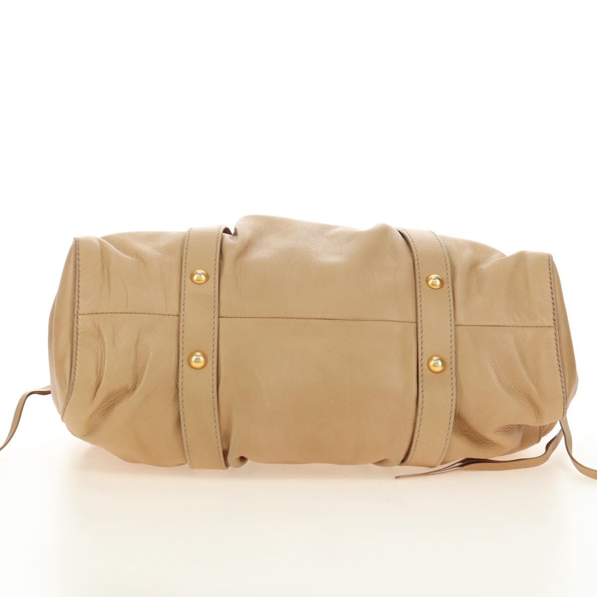 Miu Miu Hand Bag Leather 2way Beige Gold Auth yk20467SAM