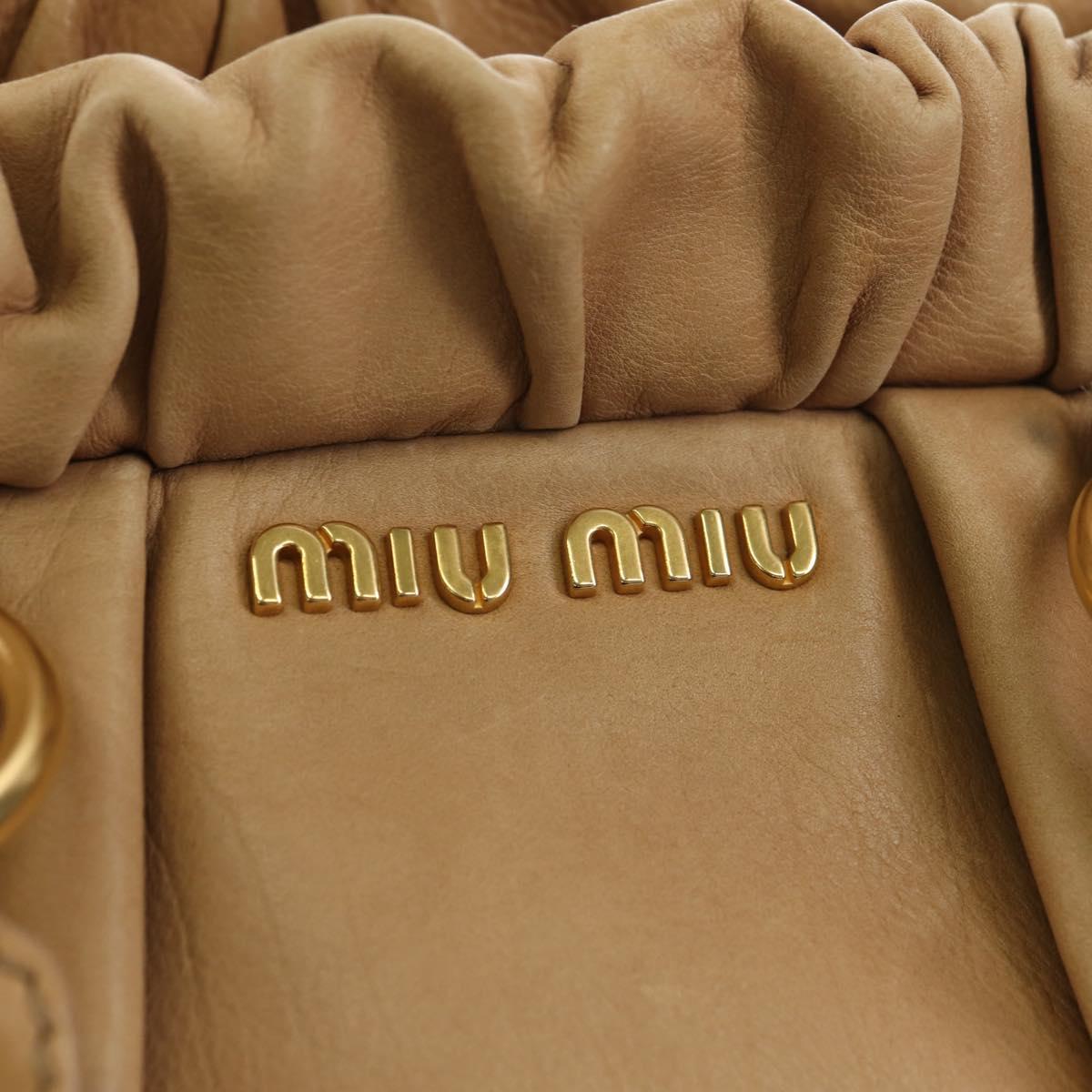 Miu Miu Hand Bag Leather 2way Beige Gold Auth yk20467SAM