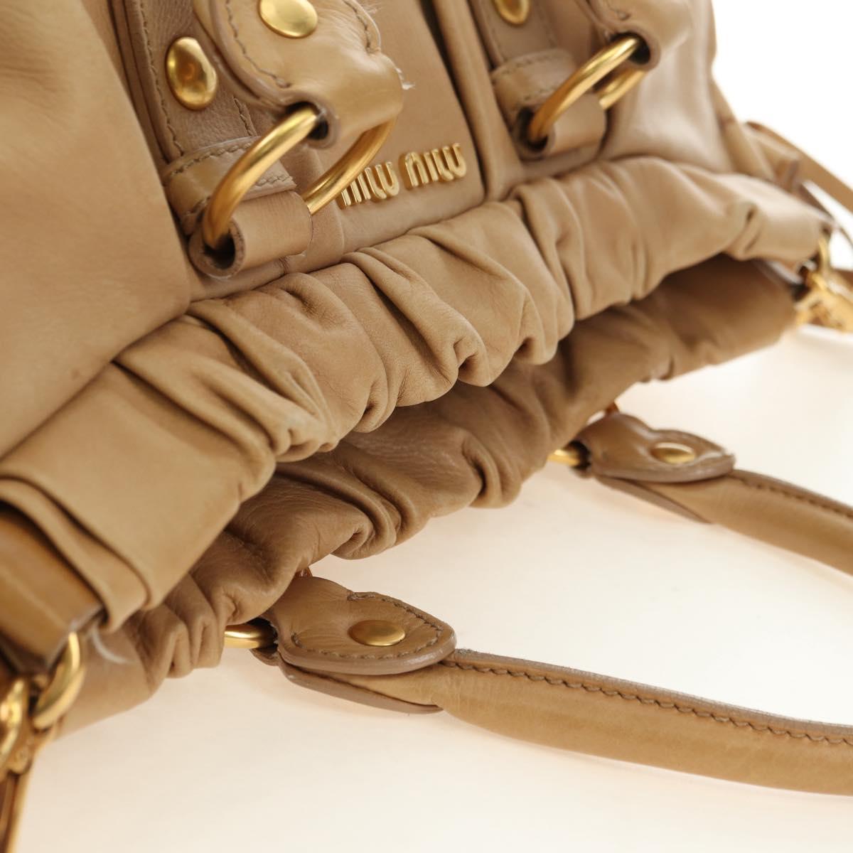 Miu Miu Hand Bag Leather 2way Beige Gold Auth yk20467SAM