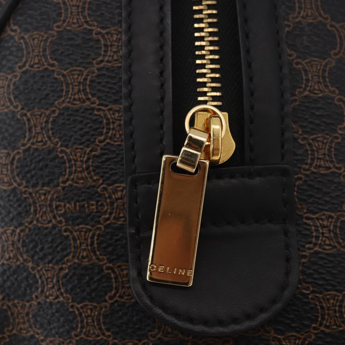 CELINE Macadam Canvas Hand Bag PVC Leather 2way Black Gold Auth yk20468SAV