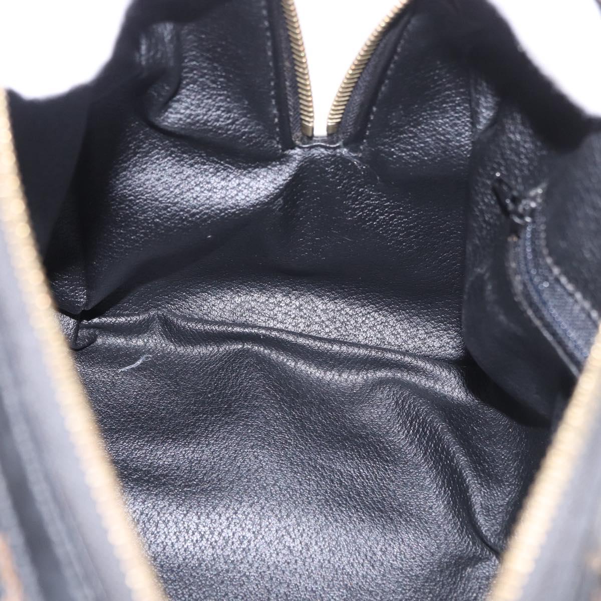 CELINE Macadam Canvas Hand Bag PVC Leather 2way Black Gold Auth yk20468SAV