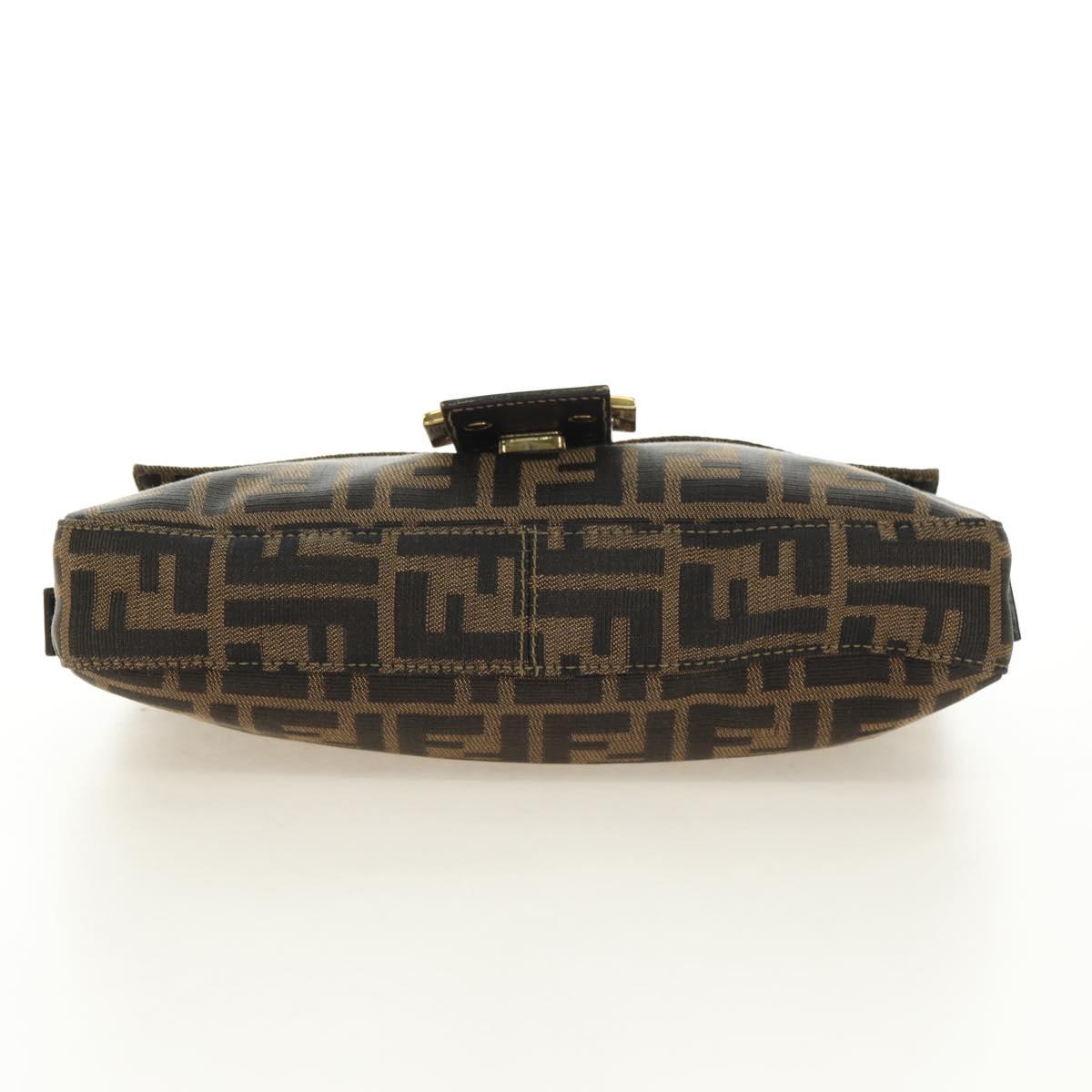 FENDI Zucca Canvas Mamma Baguette Shoulder Bag Black Brown Auth yk20469SM