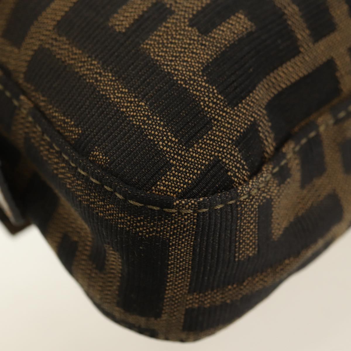 FENDI Zucca Canvas Mamma Baguette Shoulder Bag Black Brown Auth yk20469SM