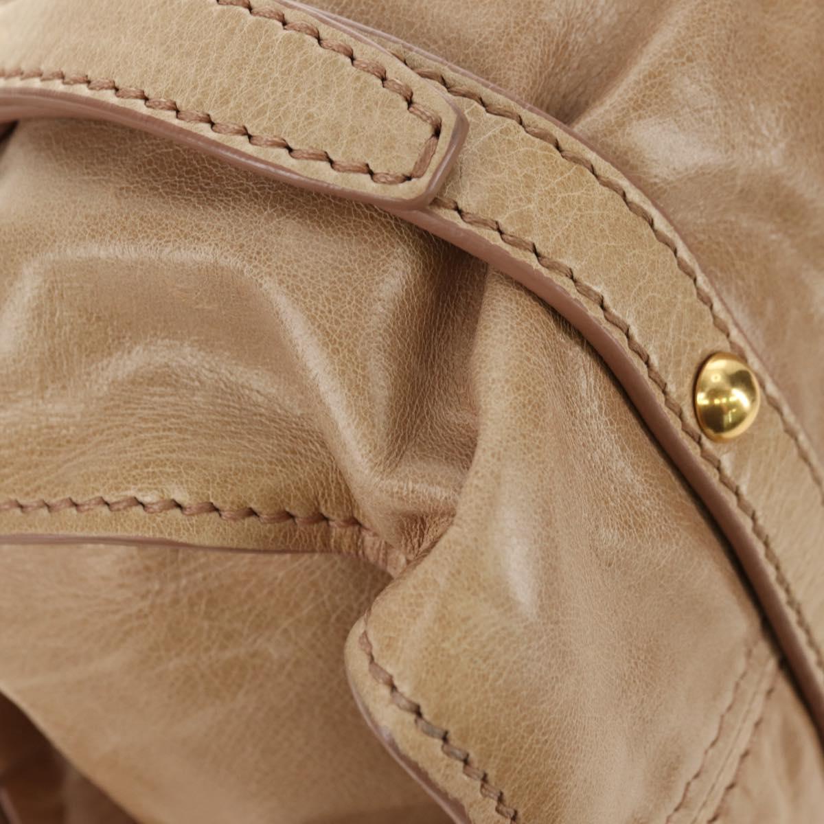 Miu Miu Shoulder Bag Leather Beige Gold Auth yk20471SAM