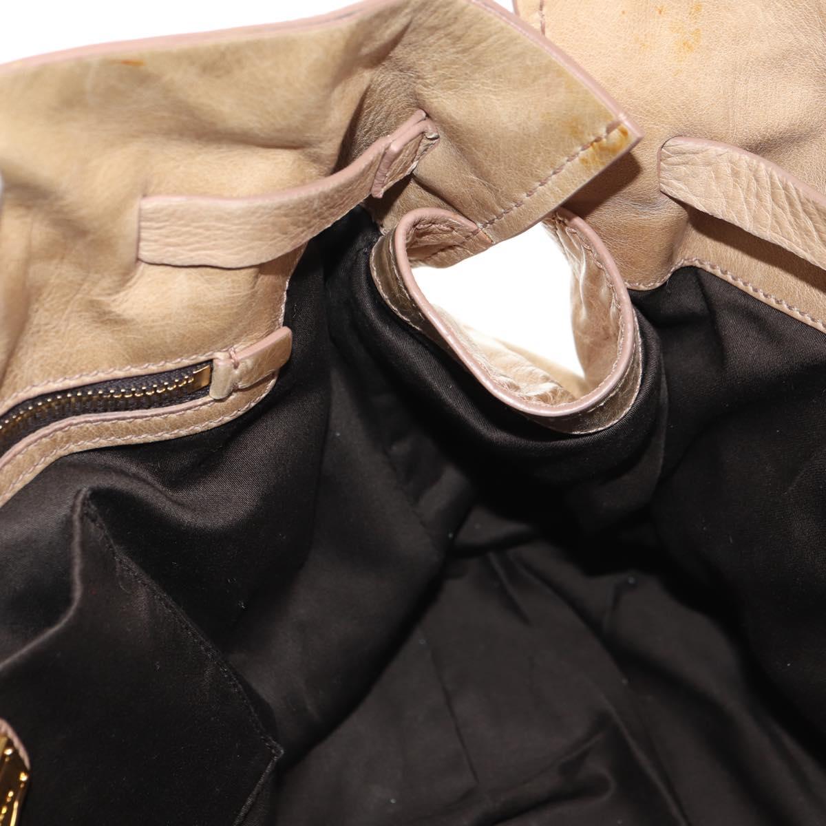 Miu Miu Shoulder Bag Leather Beige Gold Auth yk20471SAM