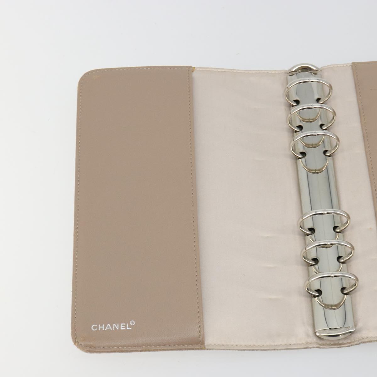 CHANEL New Travel Line Day Planner Cover Canvas Beige Silver CC Auth yk20472