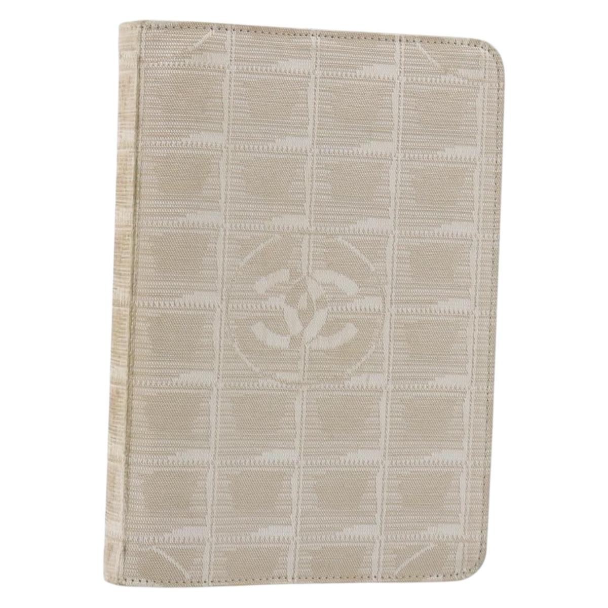 CHANEL New Travel Line Day Planner Cover Canvas Beige Silver CC Auth yk20472