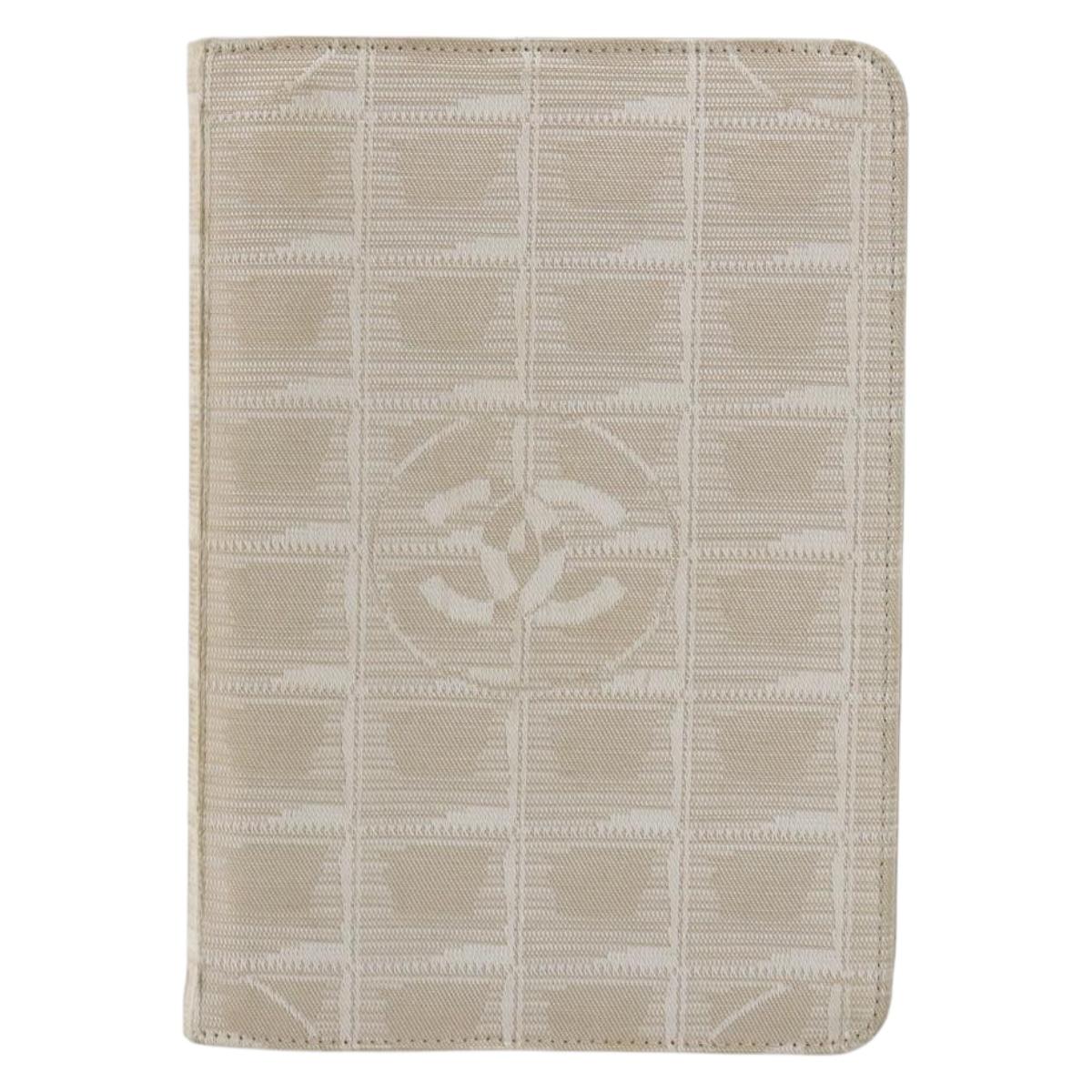 CHANEL New Travel Line Day Planner Cover Canvas Beige Silver CC Auth yk20472