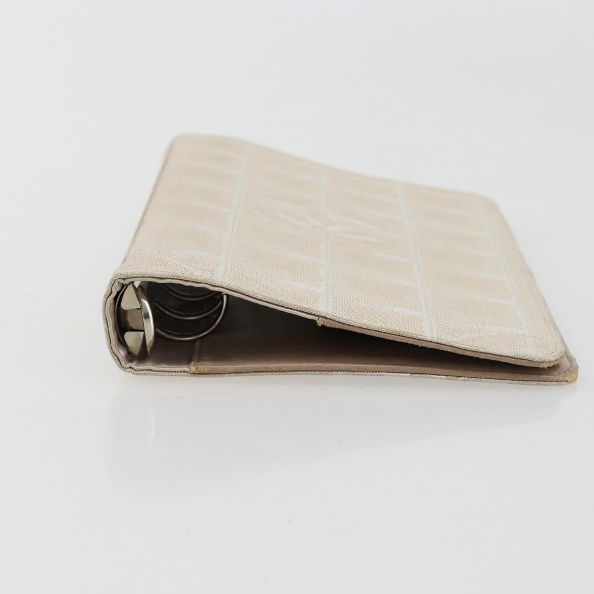 CHANEL New Travel Line Day Planner Cover Canvas Beige Silver CC Auth yk20472
