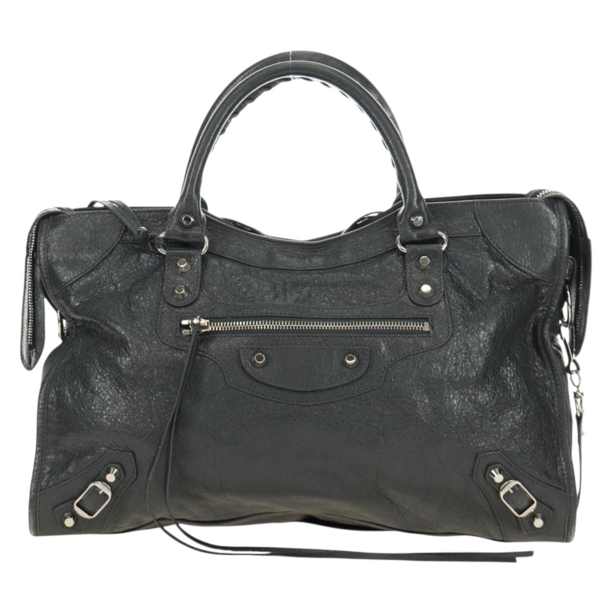 BALENCIAGA The City Hand Bag Leather 2way Gray Silver 115748 Auth yk20478SAM