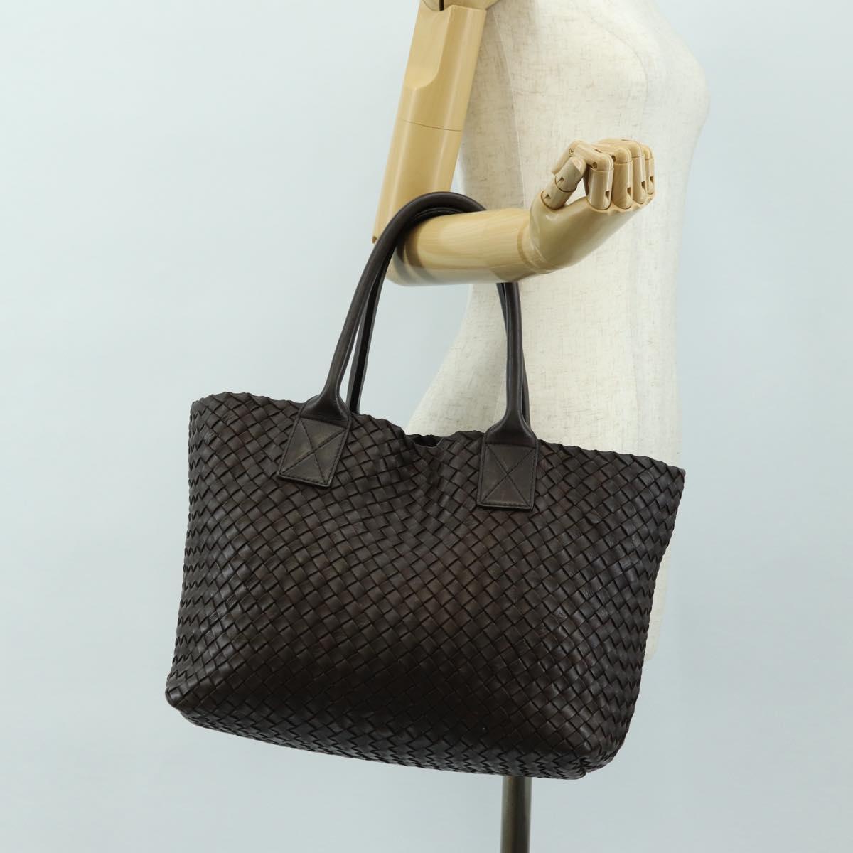 BOTTEGA VENETA INTRECCIATO Cabas PM Bag Leather Brown 141498 Auth yk20479SAV