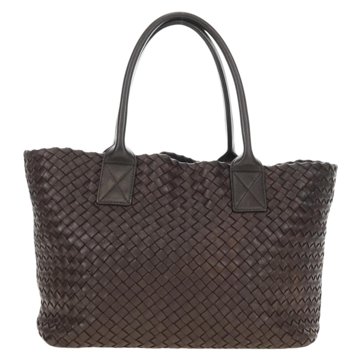 BOTTEGA VENETA INTRECCIATO Cabas PM Bag Leather Brown 141498 Auth yk20479SAV