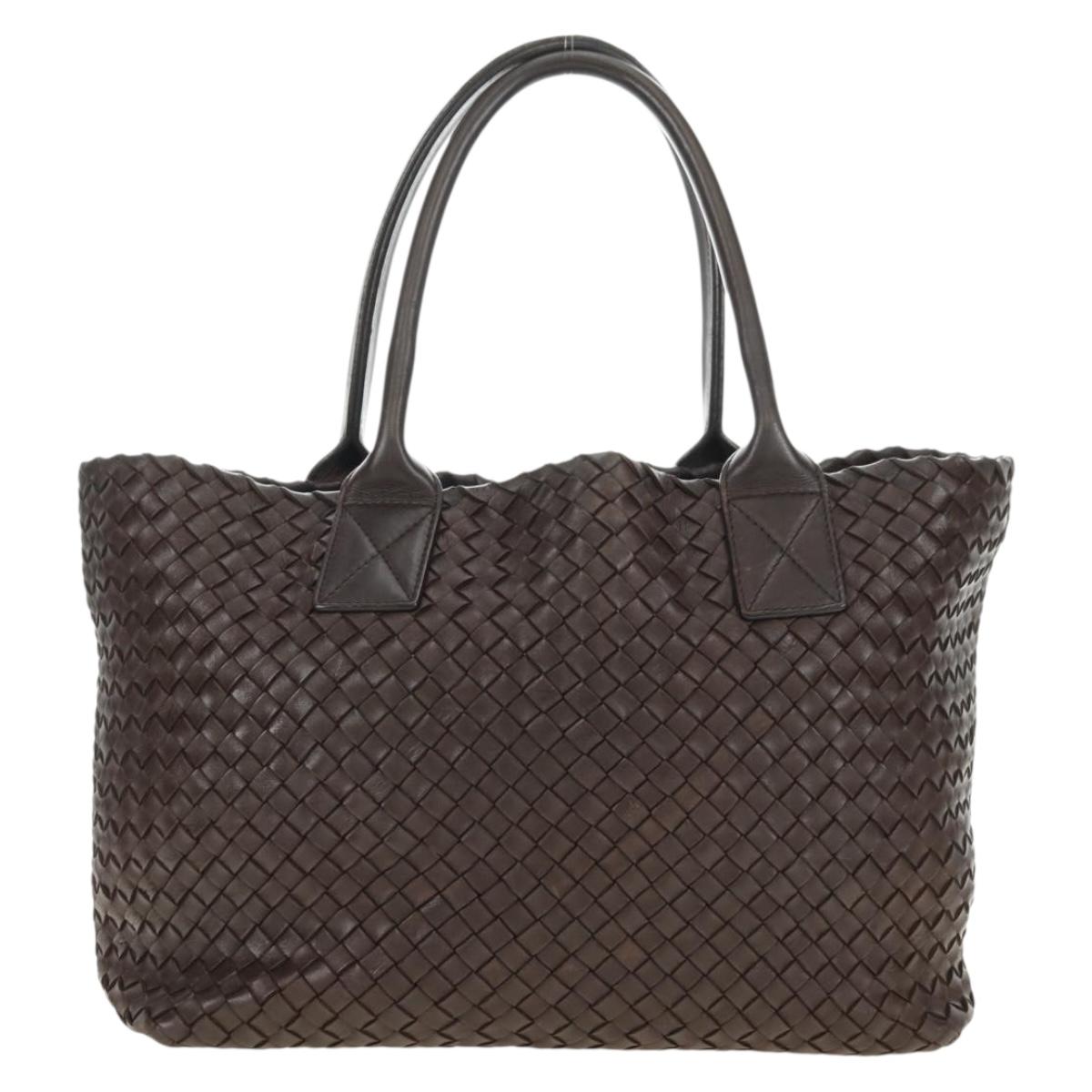 BOTTEGA VENETA INTRECCIATO Cabas PM Bag Leather Brown 141498 Auth yk20479SAV
