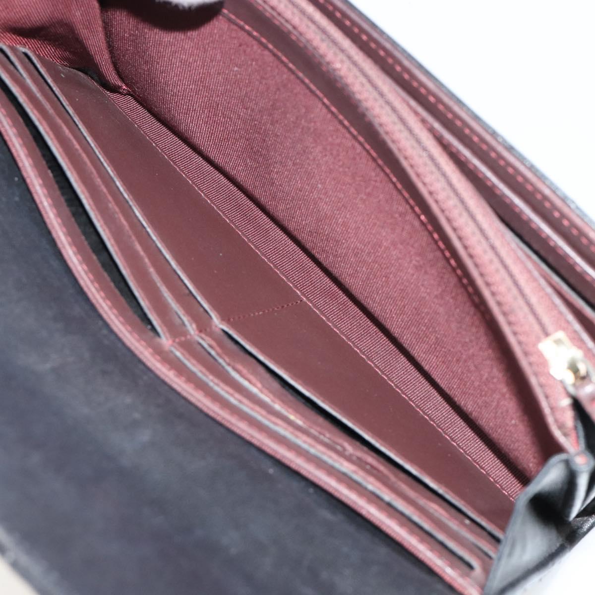 CHANEL V Stitch Long Wallet Lamb Skin Black Gold CC Auth yk20483