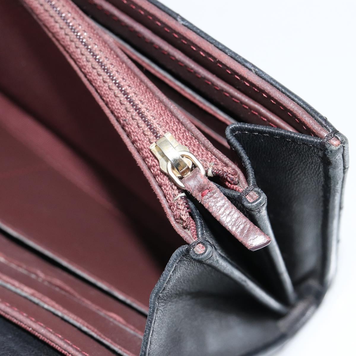 CHANEL V Stitch Long Wallet Lamb Skin Black Gold CC Auth yk20483