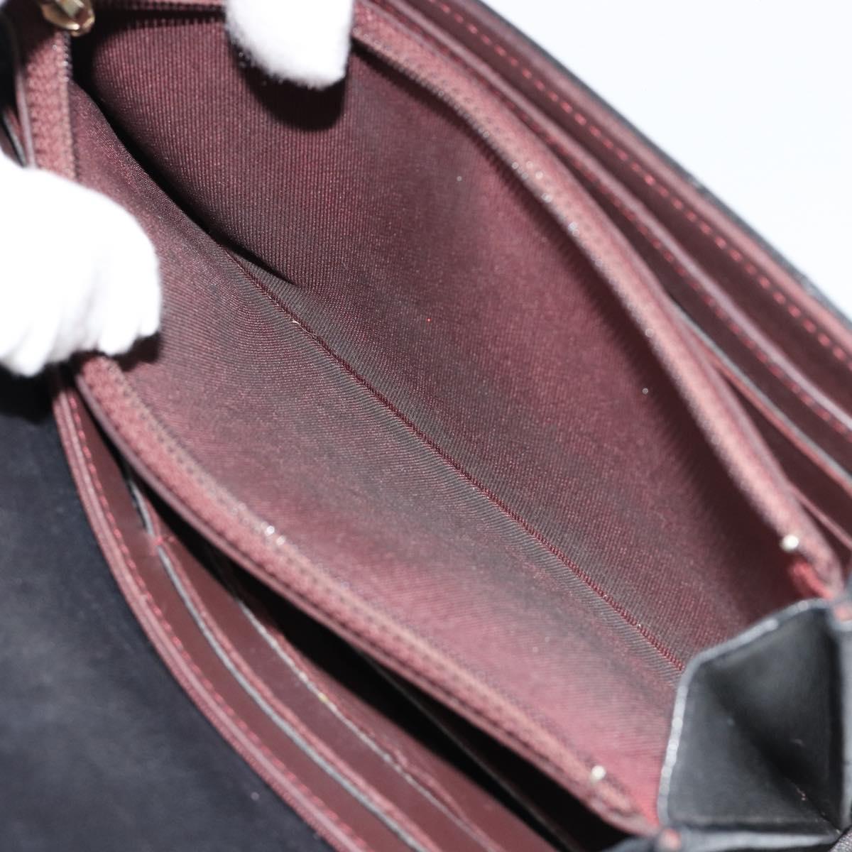 CHANEL V Stitch Long Wallet Lamb Skin Black Gold CC Auth yk20483
