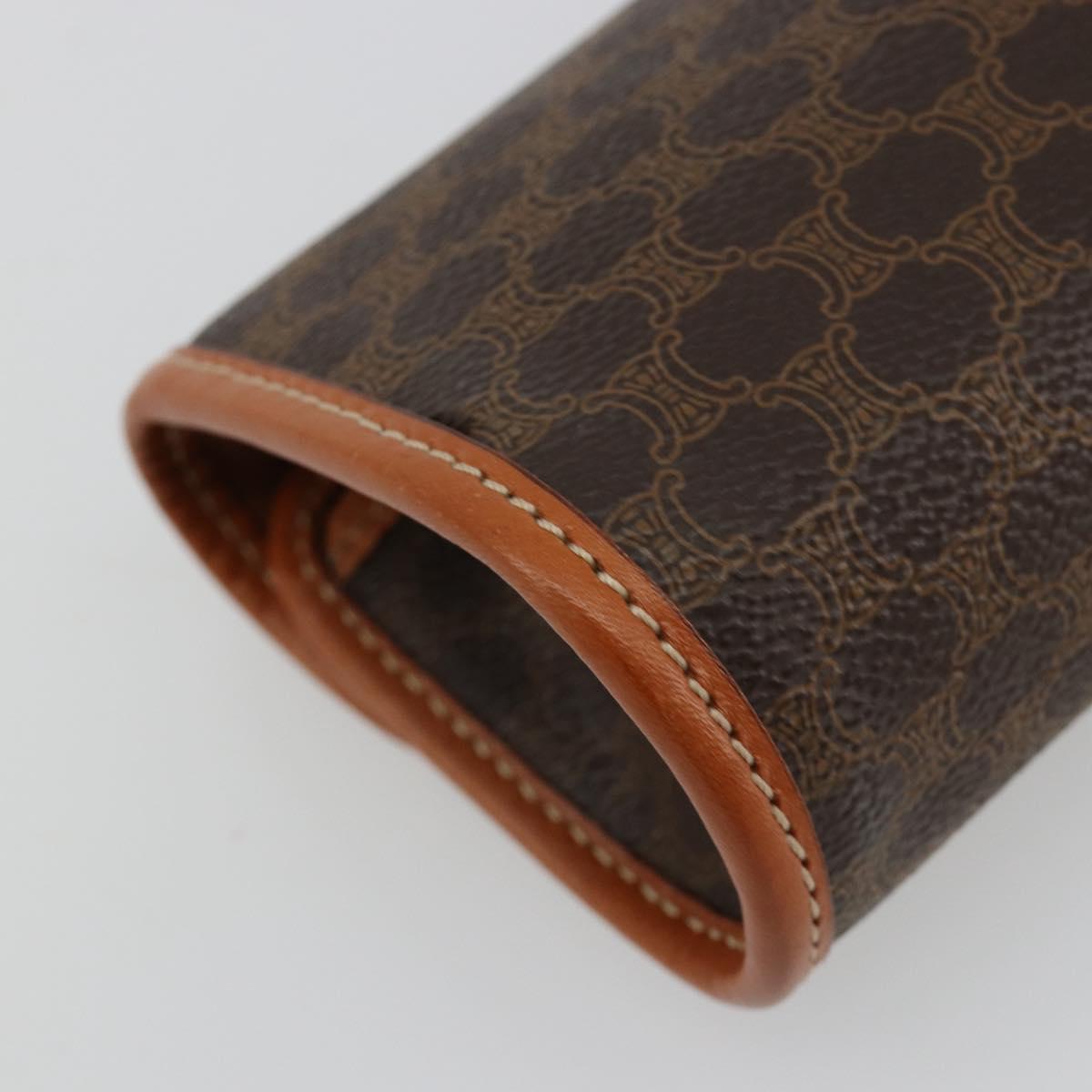 CELINE Macadam Canvas Pouch PVC Leather Black Gold Auth yk20484