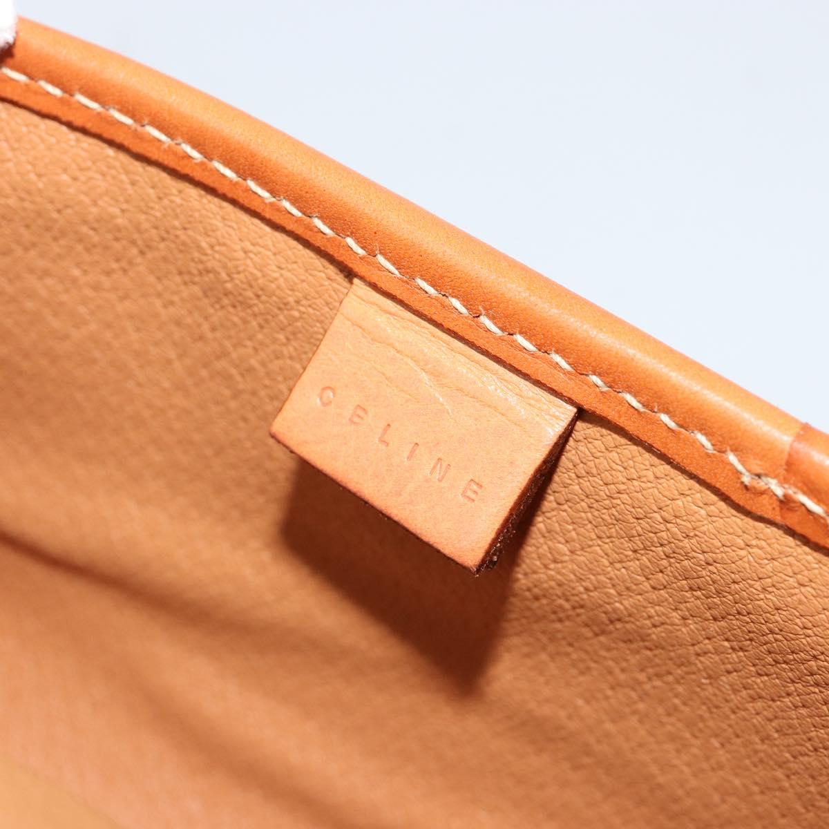 CELINE Macadam Canvas Pouch PVC Leather Black Gold Auth yk20484