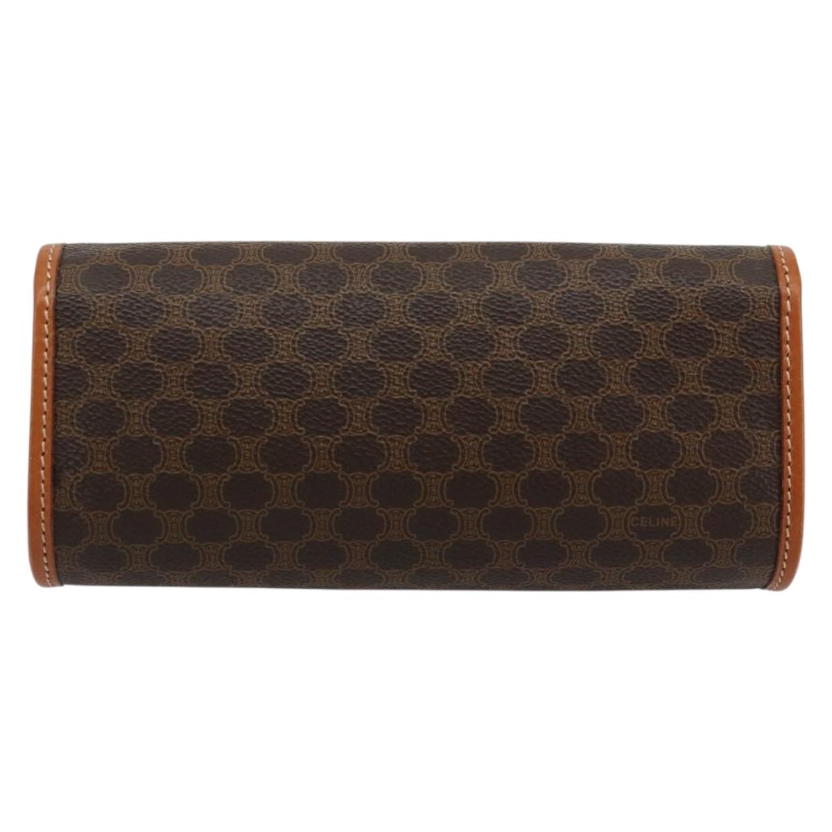 CELINE Macadam Canvas Pouch PVC Leather Black Gold Auth yk20484