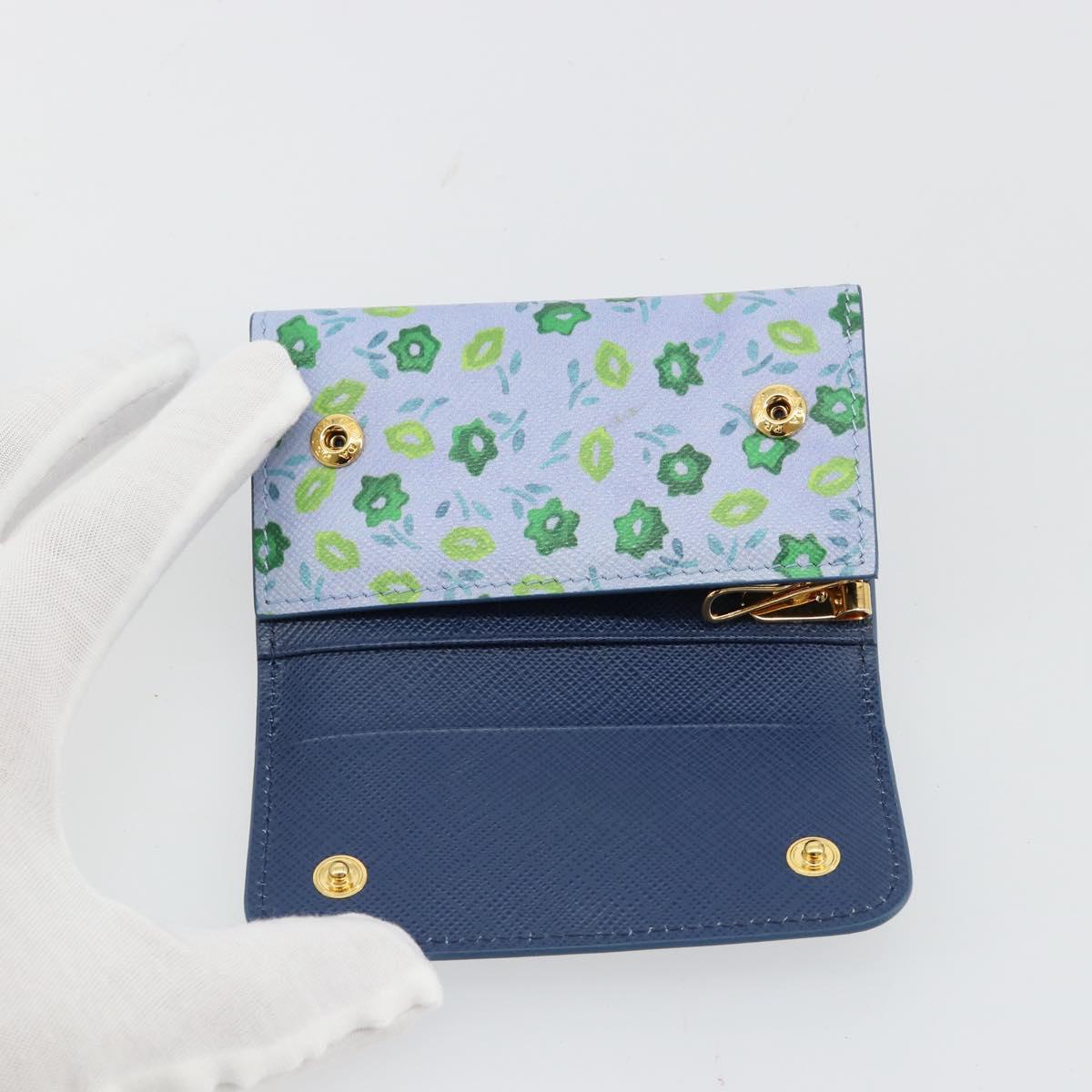 PRADA Key Case Safiano leather Blue Auth yk20485M