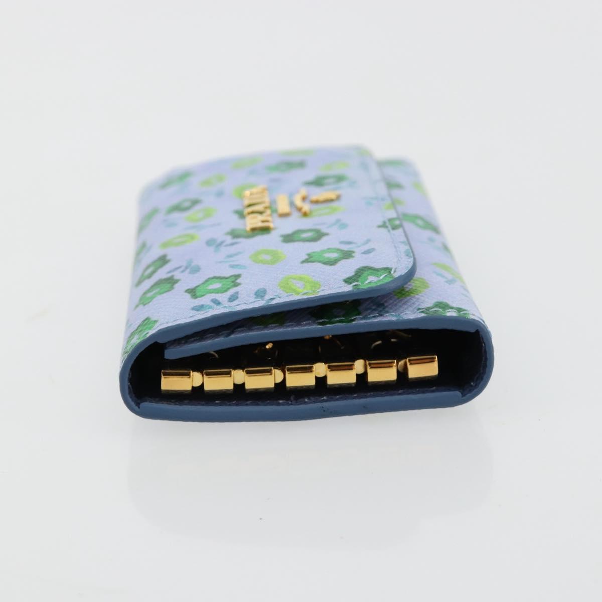 PRADA Key Case Safiano leather Blue Auth yk20485M