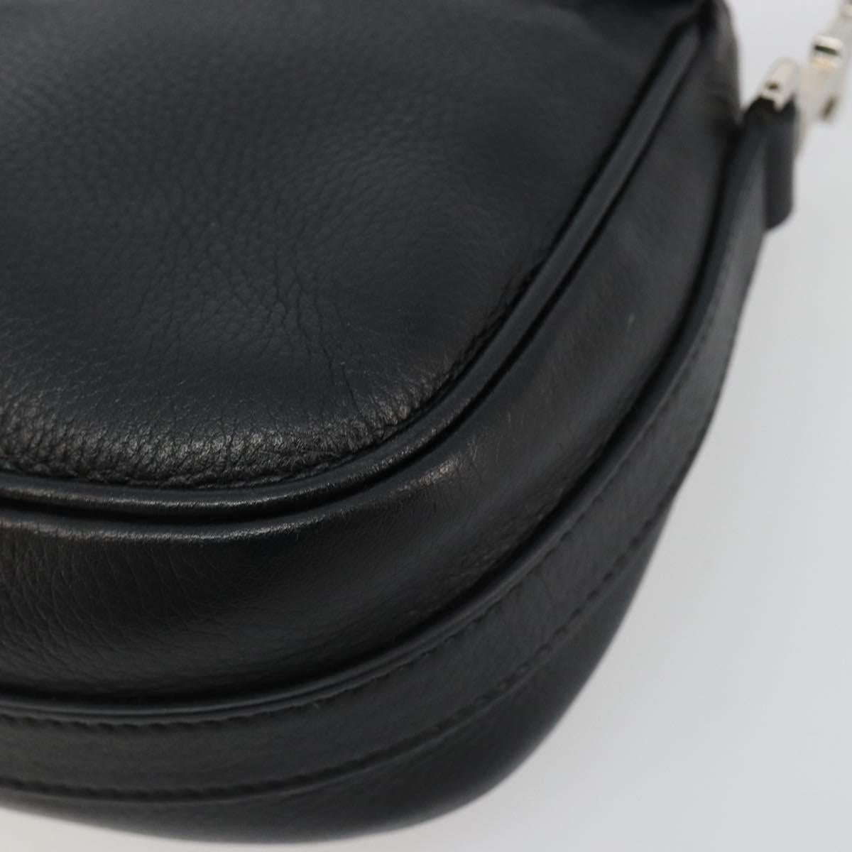 Christian Dior Shoulder Bag Leather Black Silver Auth yk20491SM