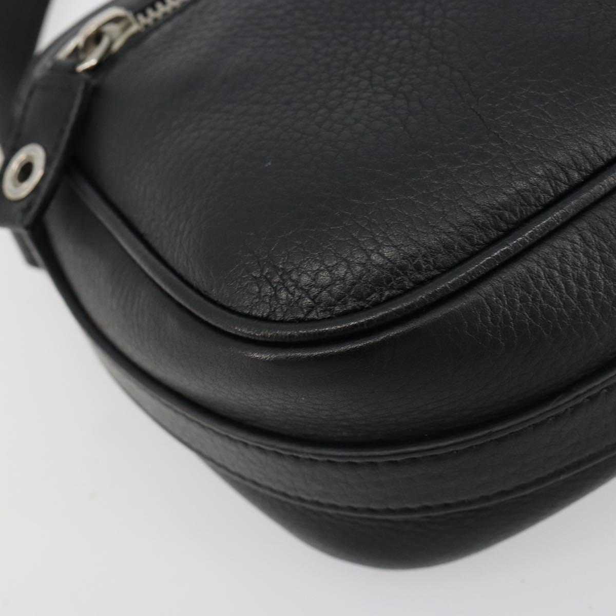 Christian Dior Shoulder Bag Leather Black Silver Auth yk20491SM