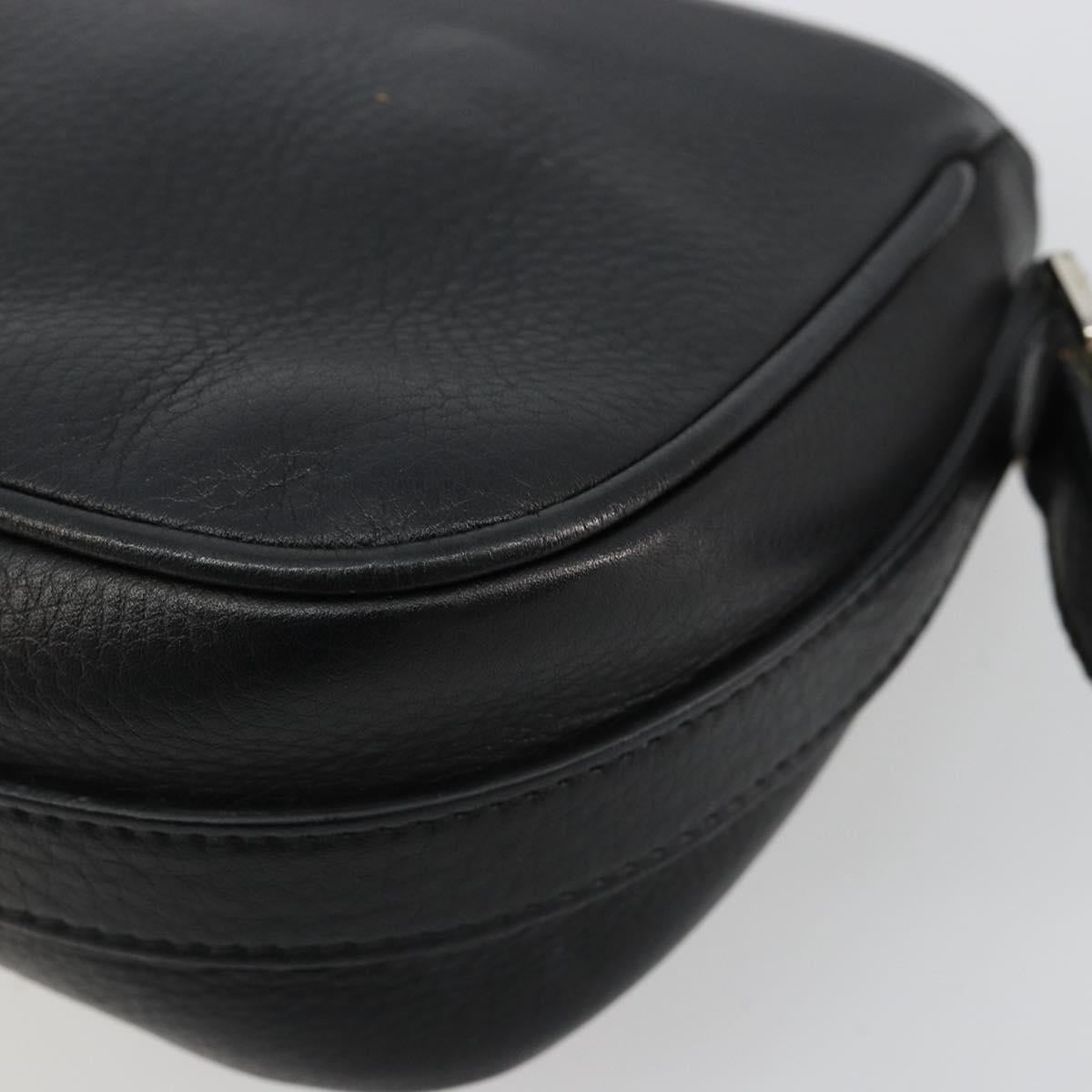 Christian Dior Shoulder Bag Leather Black Silver Auth yk20491SM