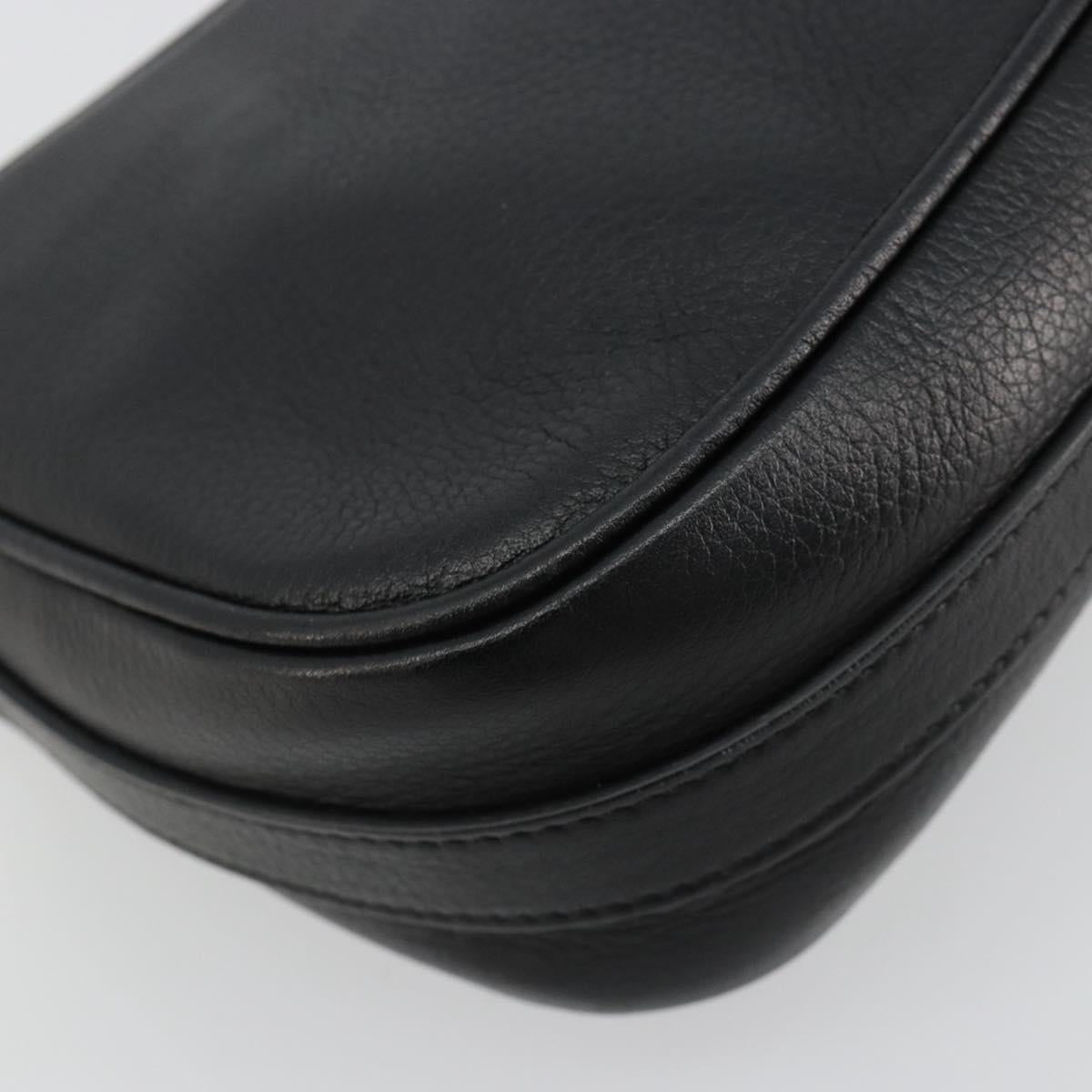 Christian Dior Shoulder Bag Leather Black Silver Auth yk20491SM