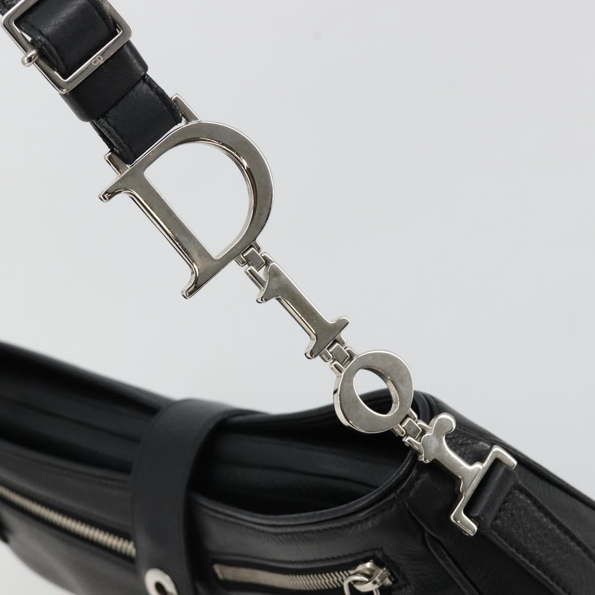 Christian Dior Shoulder Bag Leather Black Silver Auth yk20491SM