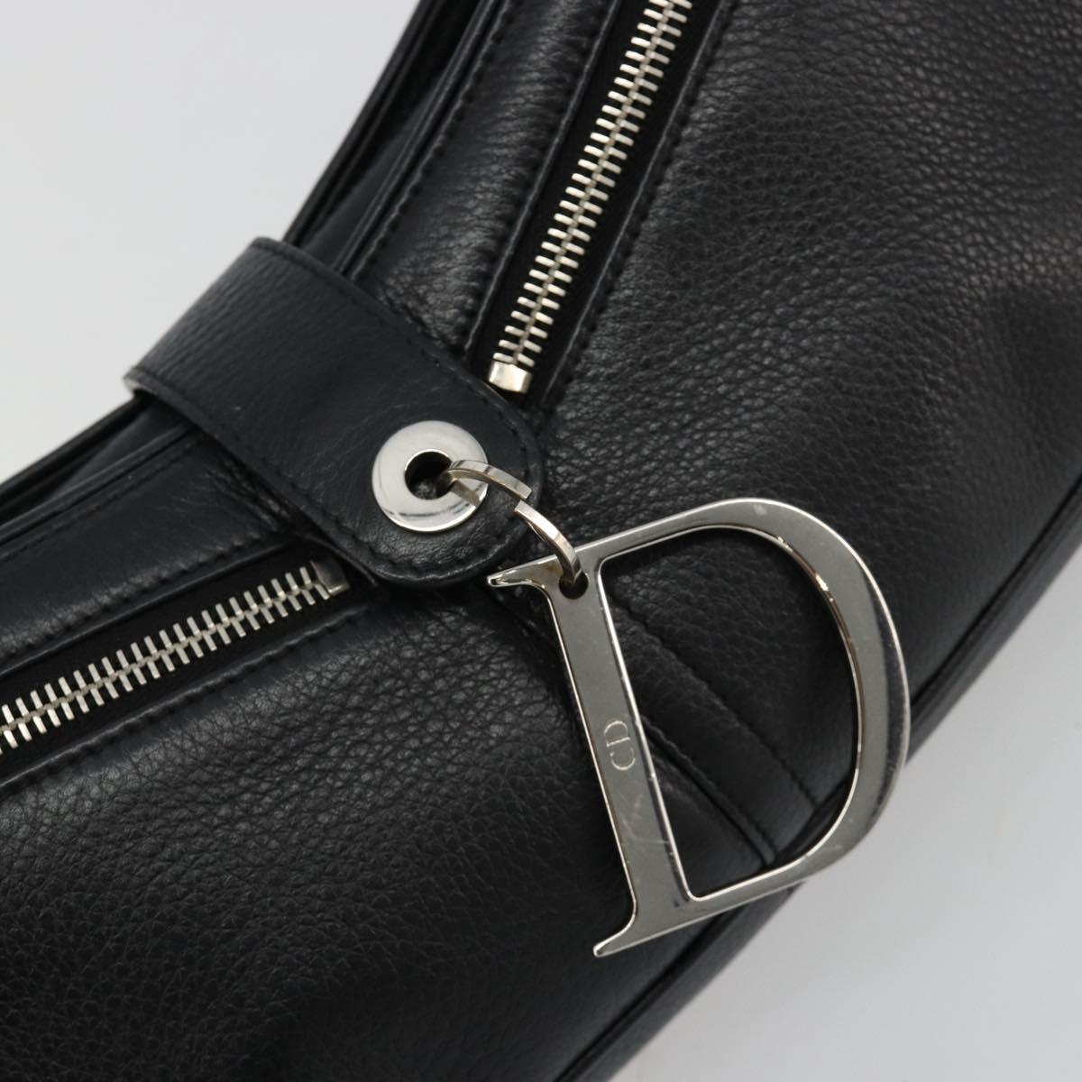 Christian Dior Shoulder Bag Leather Black Silver Auth yk20491SM