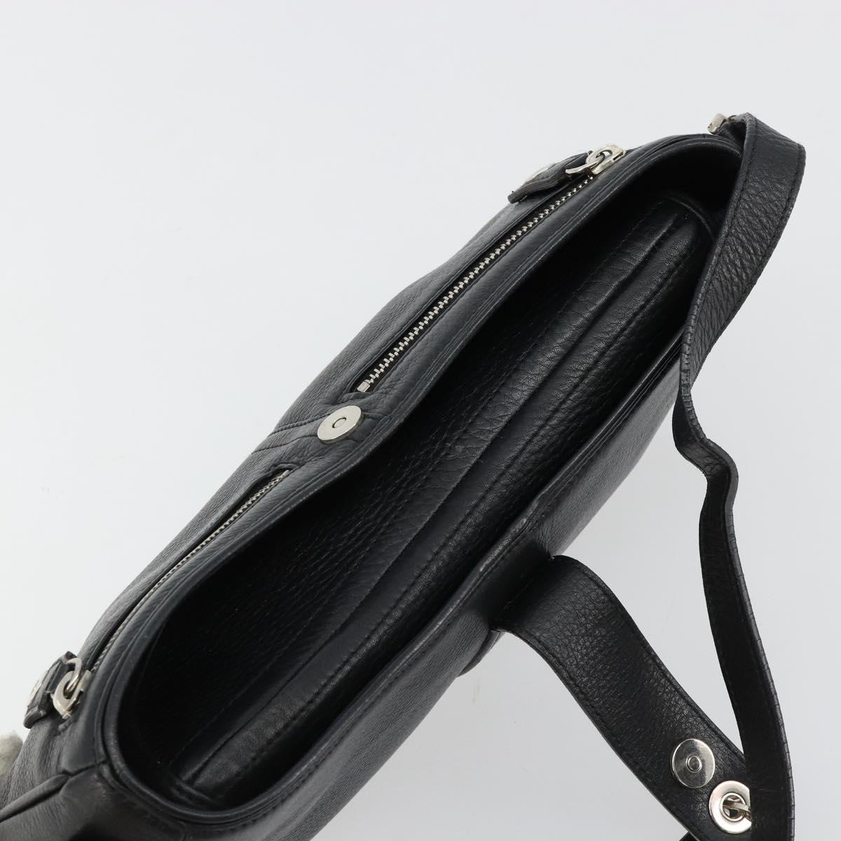 Christian Dior Shoulder Bag Leather Black Silver Auth yk20491SM