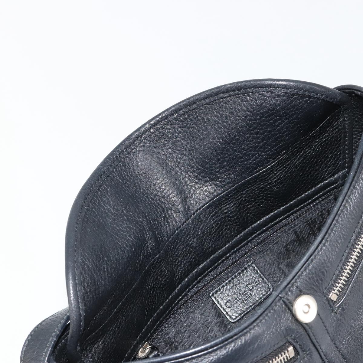 Christian Dior Shoulder Bag Leather Black Silver Auth yk20491SM