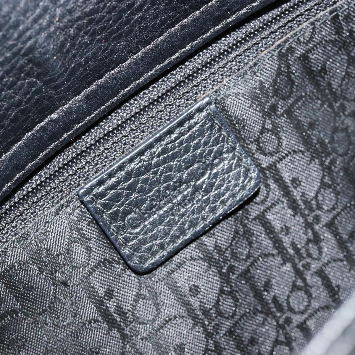 Christian Dior Shoulder Bag Leather Black Silver Auth yk20491SM